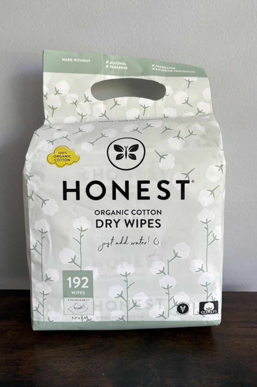 The Honest Company 100% Organic Cotton Dry Wipes 192 Wipes 4 Packs Of 48 New!